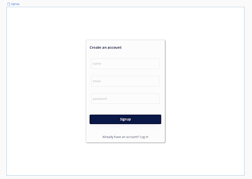 Sample sign-up page in Bubble app