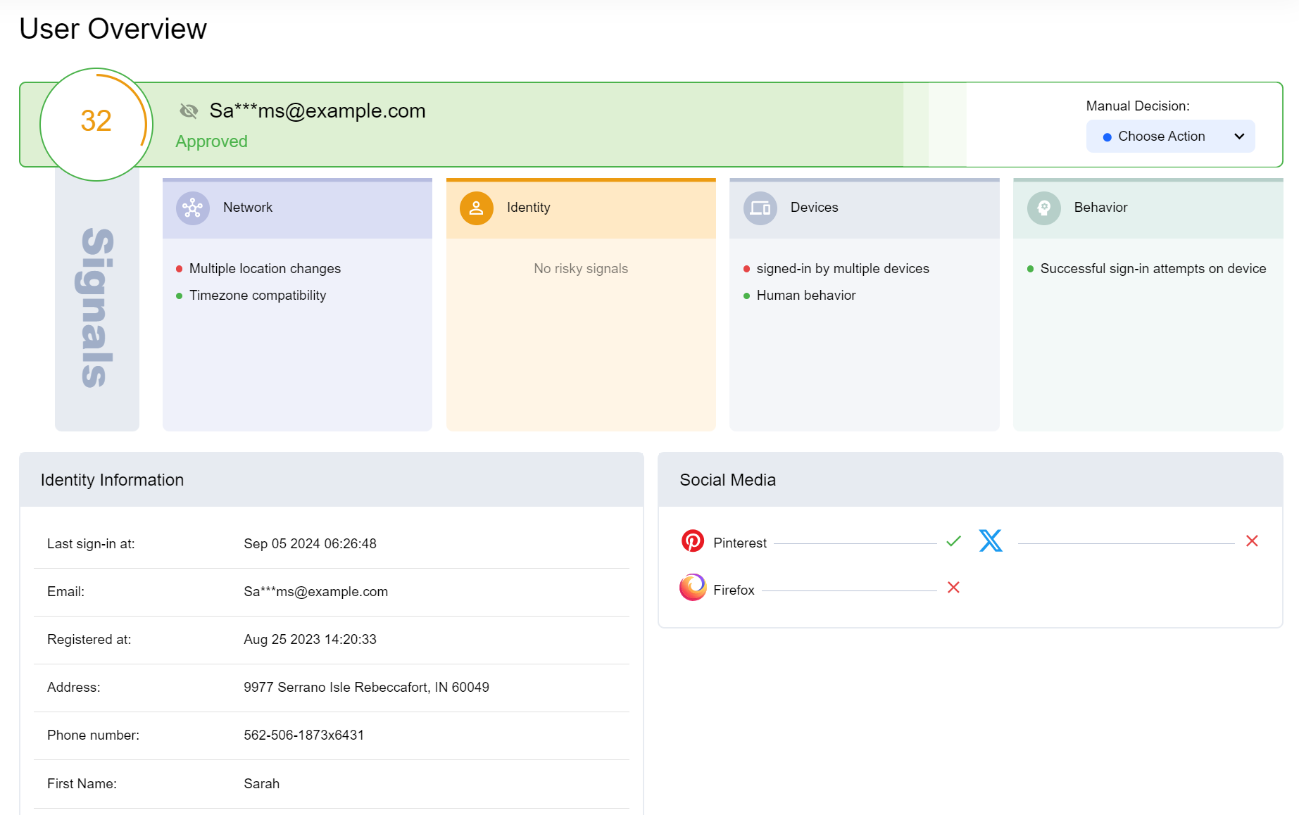 Monitoring user activities and signals